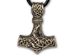 Silver Mjölnir Pendant with Dragon